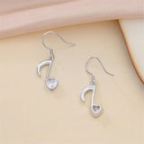 Sterling Silver  Music Note Dangle Earrings