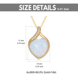 14k Gold White Opal Diamond Pendant Necklace