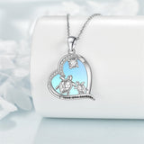 Sterling Silver Moonstone Cat Dachshund Dog Elephant Turtle Pendant Necklace