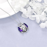 Dragon Necklace 925 Sterling Silver Birthstone Pendant with Heart Shaped Crystal Jewelry Gift for Women Girl