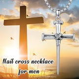 925 Sterling Silver Crucifix Necklace Religion Necklace Jesus Pendant Christ Protector Jewelry Gifts for Men Women