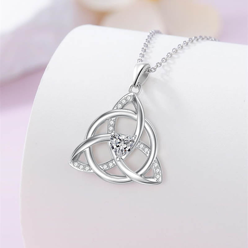 Moissanite Diamond Celtic Knot Necklace for Women Celtic Trinity Knot ...