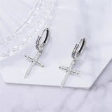 Sterling Silver Nail Cross Hoop Earrings