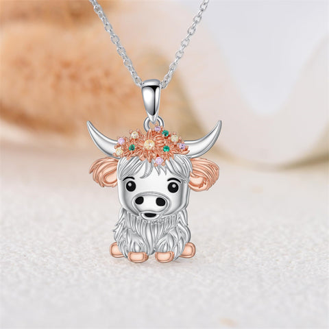 Sterling Silver Highland Cow Necklace