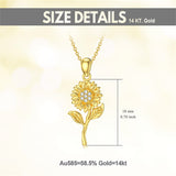 14K Yellow Gold Moissanite Sunflower Pendant Necklace