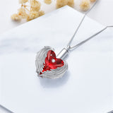 Crystal Urn Necklace For Ashes 925 Silver  Angel Wing  Cremation Necklace Heart  Urn Holder Necklaces For Women Memorial Jewelry