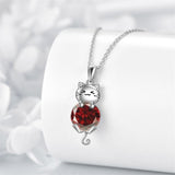 Cat Necklace 925 Silver Cat Birthstone Necklace Cat Jewelry Gift for Women Cat Lover