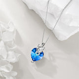 Sterling Silver Crystal Birthstone Cat Dog Pendant Necklace