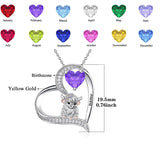 14K Gold Heart Round Birthstone Highland Cow Pendant Necklace