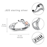 Sterling Silver Dachshund Open Ring Adjustable Ring