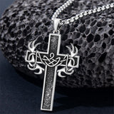 Sterling Silver Deer Antler &Celtic Cross Pendant Necklace