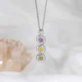 10K 14K 18K Gold Personalized Engraved &Birthstone Infinity Pendant Necklace