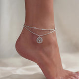 Tree of Life Anklets for Women S925 Sterling Silver Adjustable Beach Foot Ankle Bracelet Jewelry Gifts