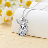 Sterling Silver Cubic Zirconia Hamster Pig Dragon Giraffe Bunny Hippo Goat Pendant Necklace