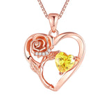 10 14 18K Gold Personalized Heart Birthstone Pendant Necklace