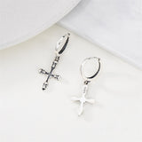 Sterling Silver Nail Cross Hoop Earrings