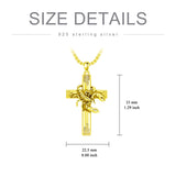 Sterling Silver Scorpion Cross Pendant Necklace for Men