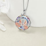 Sterling Silver Circle Crystal Rose Flower 2/3/4 Sisters Pendant Necklace