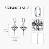 Sterling Silver Cross Hoop Earrings for Men