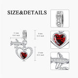 Sterling Silver Cubic Zirconia Heart Birthstone  Airplane Charm Beads