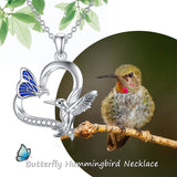 Sterling Silver Cubic Zirconia Hummingbird Pendant Necklace