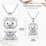 Sterling Silver 12 Month Birthstones Pig Pendant Necklace