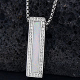 Sterling Silver Personalized Engraved Opal Urn Necklace for Ashes