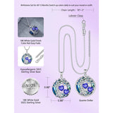 Sterling Silver 2 Heart Birthstone Austrian Crystal Tree of Life Pendant Necklaces