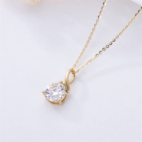 14K Gold Moissanite Necklace for Women, 1 carat D Colour Moissanite Solitaire Pendant Necklace, Real Yellow Gold Sunshine Necklace