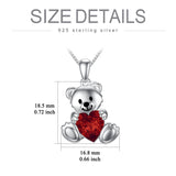 Sterling Silver Crystal Moonstone Teddy Bear Pendant Necklace