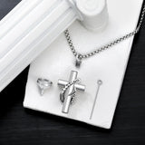 Sterling Silver Personalized Engraved Fish Hook & Cross Urn Necklace for Ashes