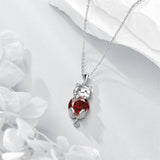 Silver Cat 12 Month Birthstone Pendant Necklace