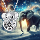 Sterling Silver 12 Month Birthstone Elephant Pendant Necklace