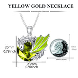 Sterling Silver 10K 14K 18K Gold Birthstone Wyvern Dragon Pendant Necklace