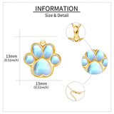 14K Gold Moonstone Dog Paw Pendant Necklace