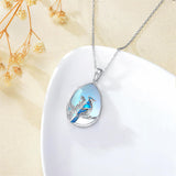 Sterling Silver Moonstone  Blue Jay  Cardinal Pendant Necklace