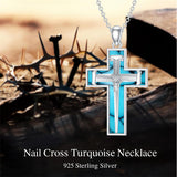 Sterling Silver 3 Nail Cross Pendant Necklace for Men