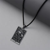 Sterling Silve Sun Moon Star Strength Lovers Death Devil Fool Tarot Card Pendant Necklace