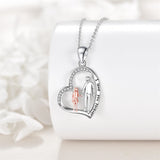 Sterling Silver Father Daughter Pendant Necklace with Engraved Words