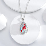 Sterling Silver Moonstone  Blue Jay  Cardinal Pendant Necklace