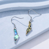 Sterling Silver Abalone  Israel Map Drop Earrings