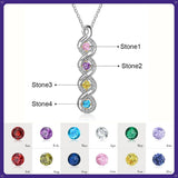 10K 14K 18K Gold Personalized Engraved &Birthstone Infinity Pendant Necklace