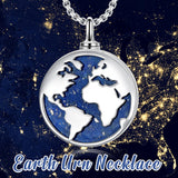 Sterling Silver World Map Pendant Globe Urn Necklace for Ashes