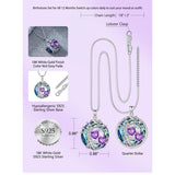 Sterling Silver 2 Heart Birthstone Austrian Crystal Tree of Life Pendant Necklaces