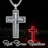 Three Nail Cross Necklace 925 Sterling Silver 3 Nail Cross Pendant Christian Jewelry Gifts for Men 22+2" Chain