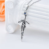 Sterling Silver Dagger Necklace Cross Dagger Evil Eye Dagger Evil Eye Pendant Necklace