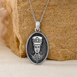 Sterling Silver Nerfertiti Queen Goddess Amulet Pendant Necklace