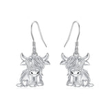 10K 14K 18K Gold Highland Cow Animal Earrings