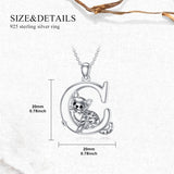 Sterling Silver Initial Cat Pendant Necklace