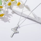 Sterling Silver Crown Cross Pendant Necklace